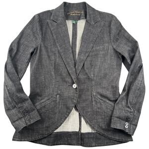 Lauren Jeans Co Ralph Lauren Black Denim Blazer Jacket Stretch Cotton Women’s L